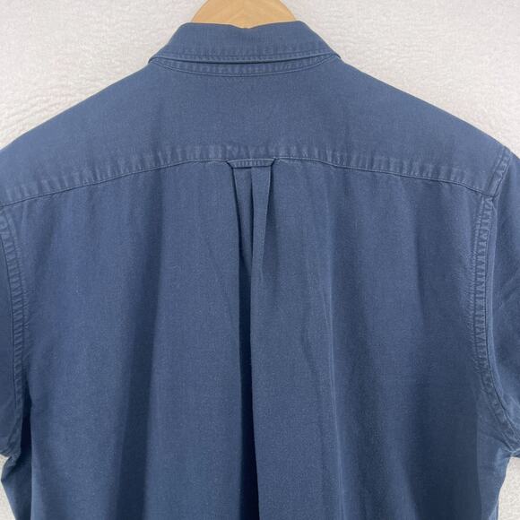 MUJI Shirt Mens XL Washed Oxford Cotton Button Down Short Sleeve Blue - Picture 9 of 13